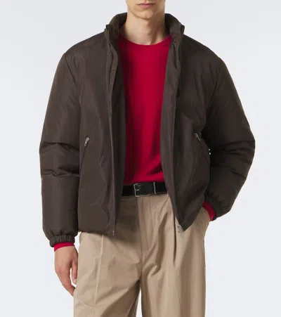 Jil Sander Polyester Down Jacket Elastic Cuffs Pockets Collar In Brown