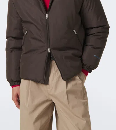 Jil Sander Polyester Down Jacket Elastic Cuffs Pockets Collar In Brown