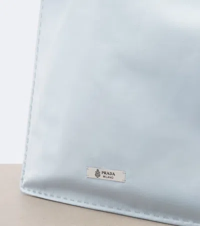 Prada Wish Silk Duchesse Drawstring Pouch Bag In Blue