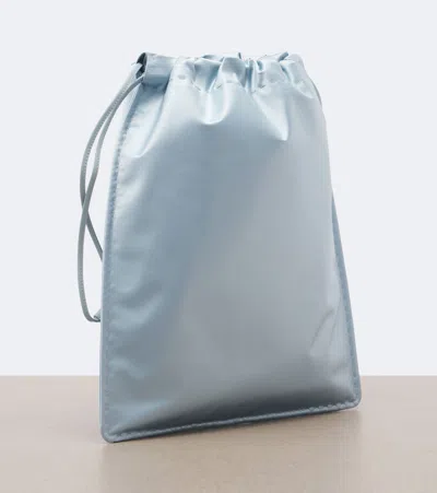 Prada Wish Silk Duchesse Drawstring Pouch Bag In Blue