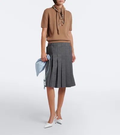 Prada Wish Silk Duchesse Drawstring Pouch Bag In Blue