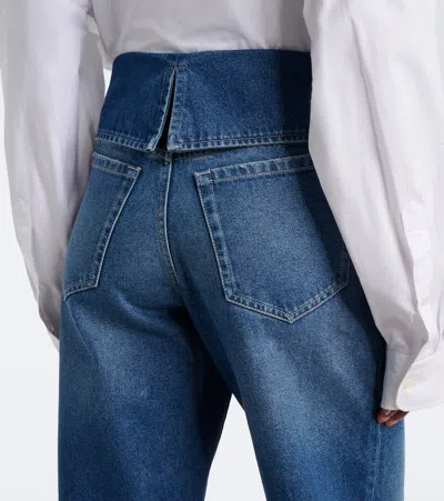 Dries Van Noten Blue Folded Denim Jeans In Multi
