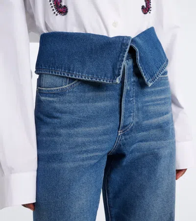 Dries Van Noten Blue Folded Denim Jeans In Multi