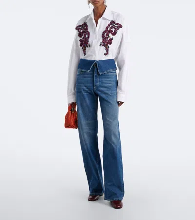 Dries Van Noten Blue Folded Denim Jeans In Multi