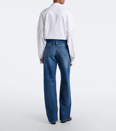 Dries Van Noten Blue Folded Denim Jeans In Multi