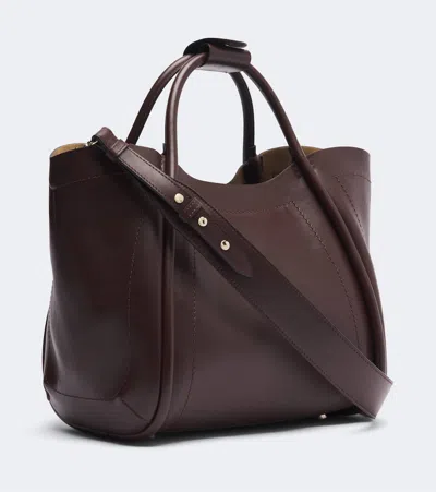 Max Mara Medium Leather Tote Bag In Brown
