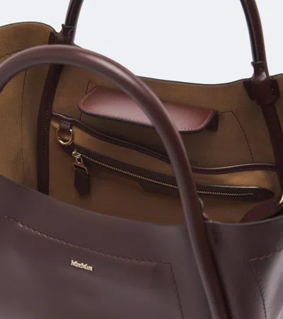 Max Mara Medium Leather Tote Bag In Brown