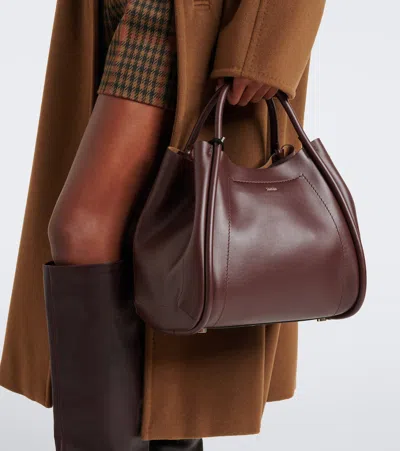 Max Mara Medium Leather Tote Bag In Brown