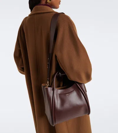 Max Mara Medium Leather Tote Bag In Brown