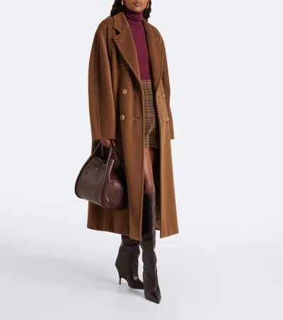 Max Mara Medium Leather Tote Bag In Brown