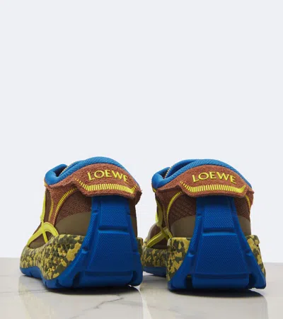 Loewe Pogo Logo-detailed Suede-trimmed Knitted Sneakers In Multi