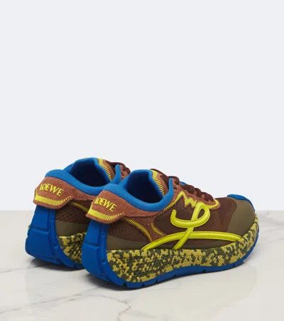 Loewe Pogo Logo-detailed Suede-trimmed Knitted Sneakers In Multi