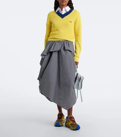 Loewe Pogo Logo-detailed Suede-trimmed Knitted Sneakers In Multi