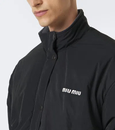 Miu Miu Logo Technical Jacket In Black