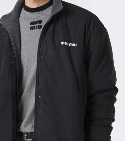 Miu Miu Logo Technical Jacket In Black