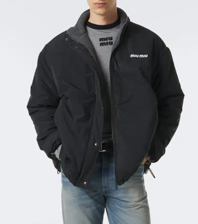 Miu Miu Logo Technical Jacket In Black