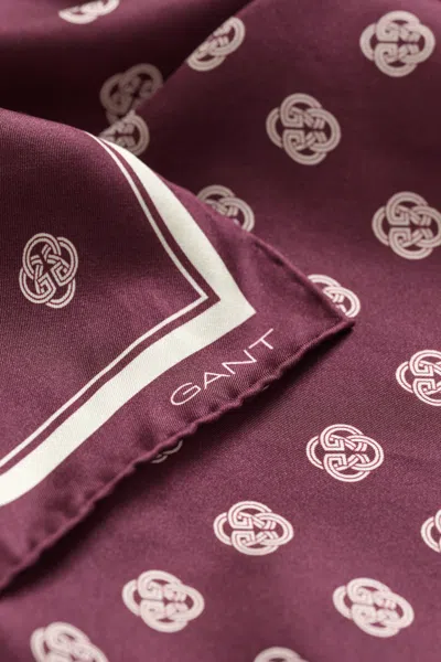 Gant Monogram Silk Scarf In Burgundy