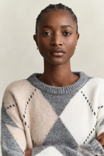 Gant Alpaca Wool Blend Argyle Sweater In Multi