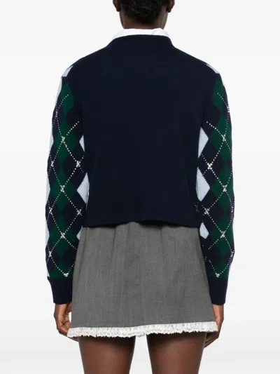 Maje Argyle Jumper With Rhinestones In Multi