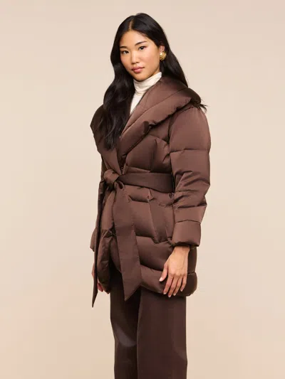 L'agence Glacier Shawl Puffer Jacket In Dark Java