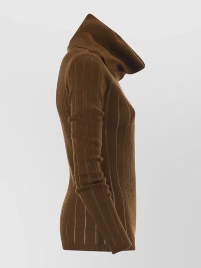 S Max Mara Silk Wool Turtleneck Sweater In Brown