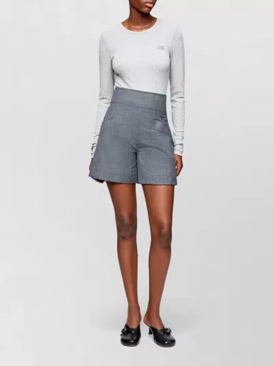 Ganni Wool Tailored Shorts In Multi