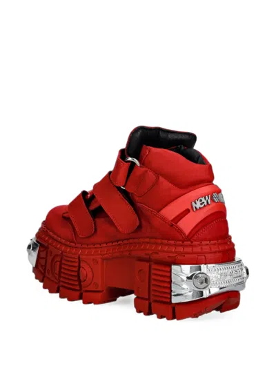 New Rock M-wall285-c14 Touch-strap Platform Boots In Red
