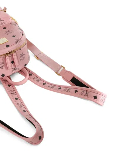Mcm Monogram-print Studded Backpack In Pink