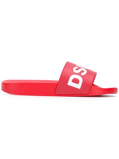 Dsquared2 Dune Logo Rubber Slide Sandals In Red,white