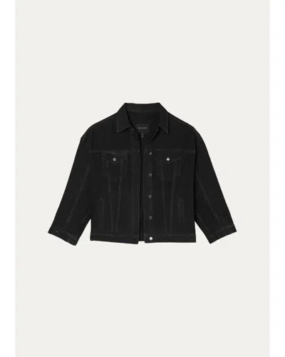 Marc Jacobs Bow Oversized Denim Trucker Jacket In Black