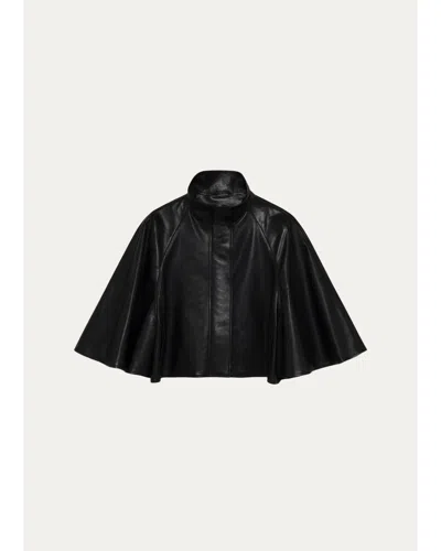 Simkhai Orvik Leather Cape Jacket In Black