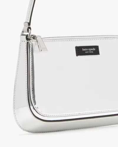 Kate Spade Outlet Sam Icon Metallic Mini Pochette In Silver