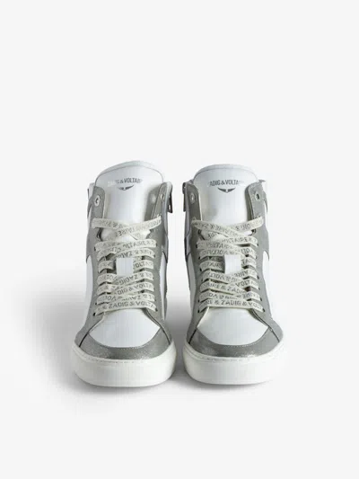 Zadig & Voltaire High Flash Infinity Leather Trainers In Silver