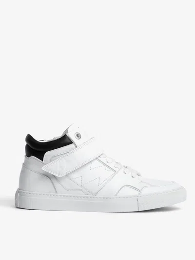 Zadig & Voltaire Mid Flash Smooth Leather Sneaker In White