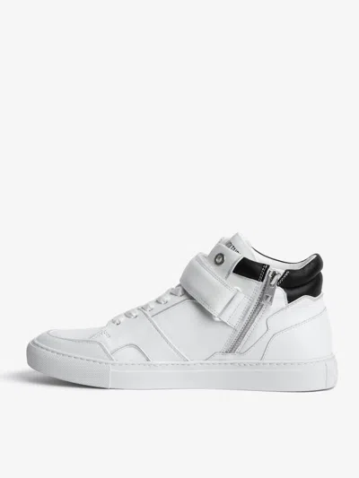 Zadig & Voltaire Mid Flash Smooth Leather Sneaker In White