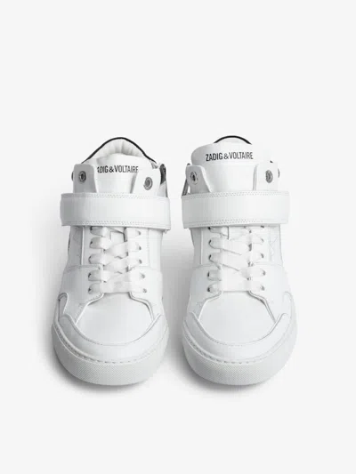 Zadig & Voltaire Mid Flash Smooth Leather Sneaker In White