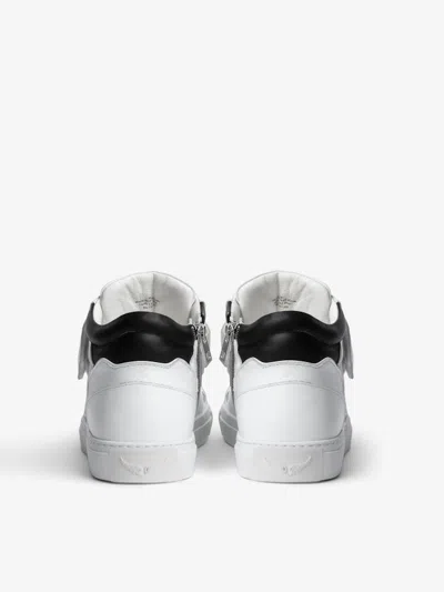 Zadig & Voltaire Mid Flash Smooth Leather Sneaker In White