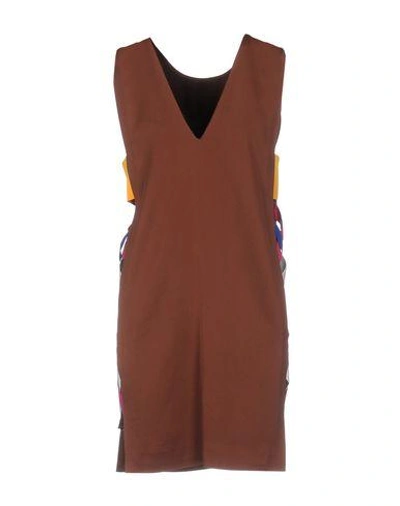 Shop Msgm Short Dress In Cocoa