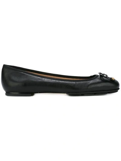 Tory Burch Laila Driver Leather Ballerinas In Perfect Black