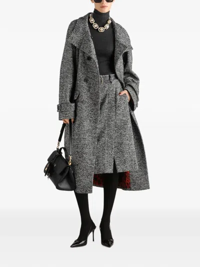 Dolce & Gabbana Double-breasted Flecked Wool-blend Jacket With Leopard Print Lining In Red