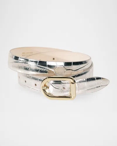 Dehanche Mija Mirror Croc-embossed Leather Belt In Multi