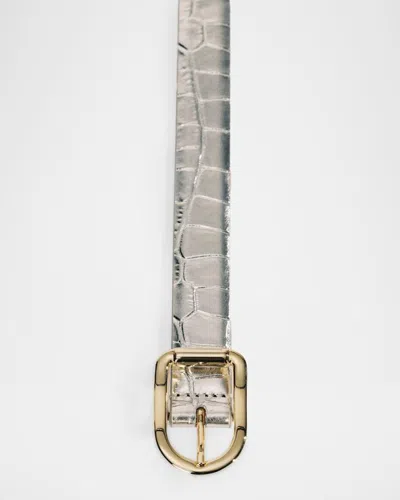 Dehanche Mija Mirror Croc-embossed Leather Belt In Multi