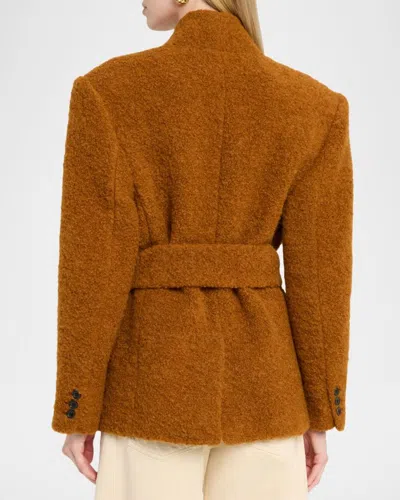 Isabel Marant Syndra Boucle Belted Oversized Wrap Jacket In Brown