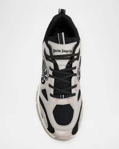 Palm Angels Painted Runner Sneakers In Black Grey