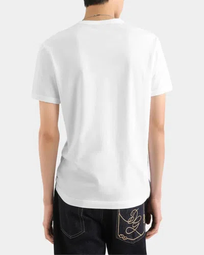 Dolce & Gabbana Cotton T-shirt With Patch Logo On The Front In Bianco Ott