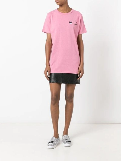 Shop Chiara Ferragni Flirting Long T-shirt In Pink