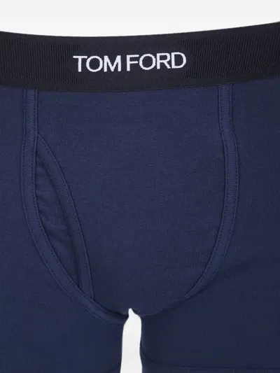 Tom Ford Logo-waistband Boxer Briefs In Blue
