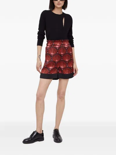 Sisley Paris Ruffled Patterned Shorts In Black