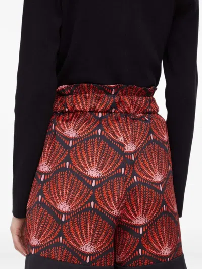 Sisley Paris Ruffled Patterned Shorts In Black