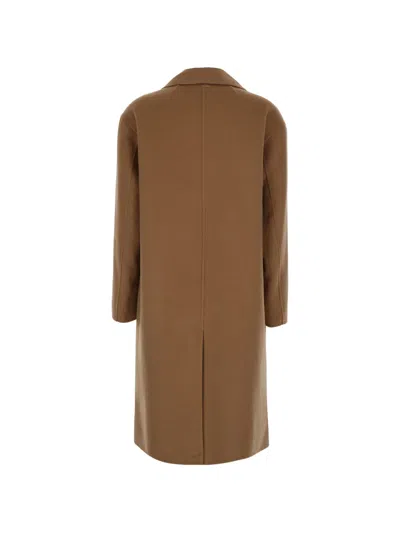 Twinset Double-breasted Coat In Brown